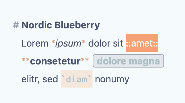 Editor Theme “Nordic Blueberry“ by Ananga 