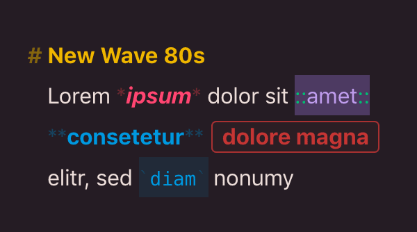 Editor Theme “New Wave 80s“ by Mike Rohde