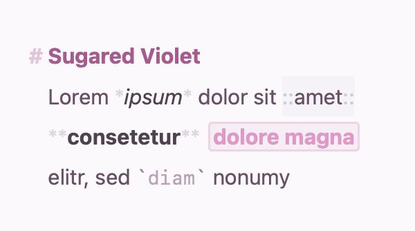 Editor Theme “Sugared Violet“ by Elizabeth Cannella