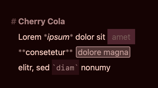 Editor Theme “Cherry Cola“ by Elizabeth Cannella