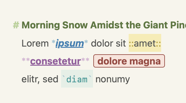 Editor Theme “Morning Snow Amidst the Giant Pines“ by Ryan Boren