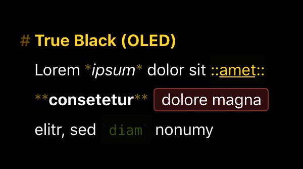 Editor Theme “True Black (OLED)“ by Bennett Comfort