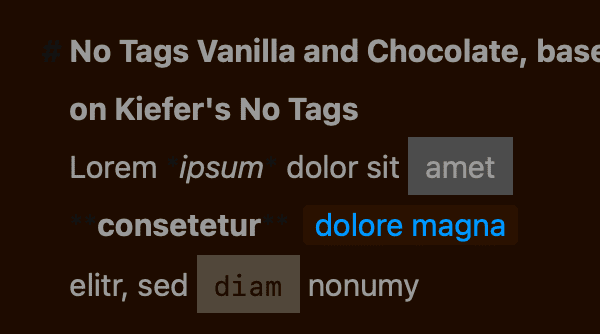 Editor Theme “No Tags Vanilla and Chocolate“ by warrenao