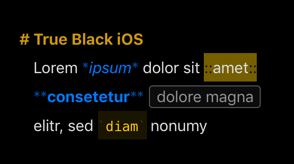 Editor Theme “True Black iOS“ by Elliott Brown