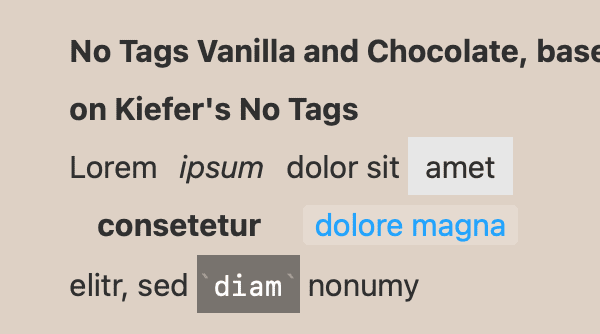 Editor Theme “No Tags Vanilla and Chocolate“ by warrenao