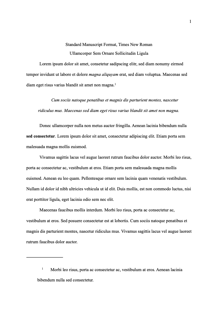 Standard Manuscript Format, Times New Roman Preview 1