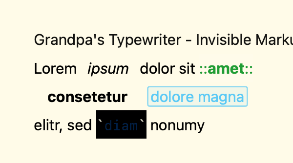 Editor Theme “Grandpa's Typewriter - Invisible Markup“ by Peter Milo